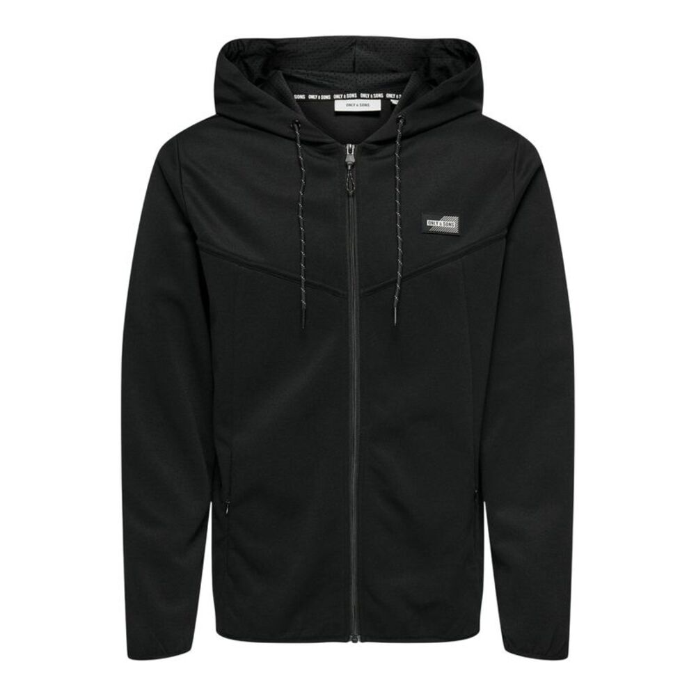 Only Mens Contrast Piping  Regular Sweat Jacket / Black